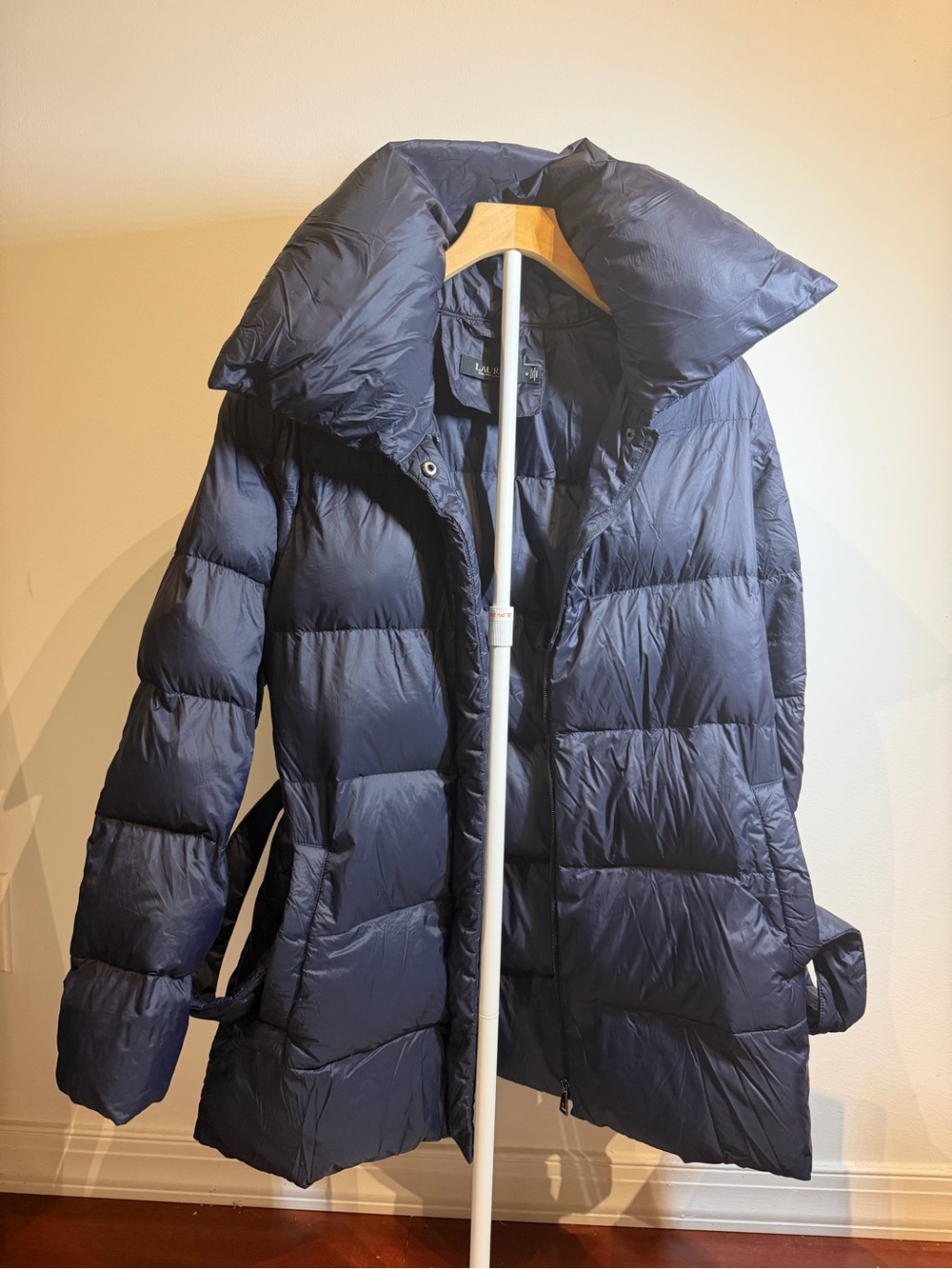 Lauren Ralph Lauren Belted Down Puffer Coat, Navy, Size M